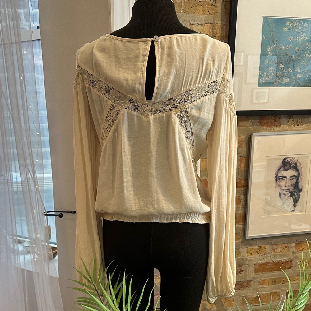 Free People Cream Lace Detail Blouse - Picture 4 of 6